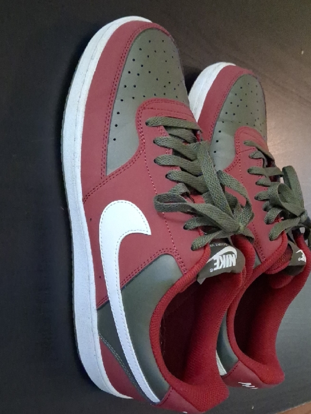 Nike Sneakers in Burgundy, Olive & White - Picture 3 of 6